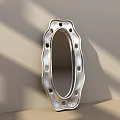 Modern Silver Frame Mirror With Hole Decorated Design And Unique Shape For Interior Wall Decor 3d model