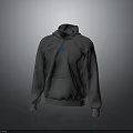 Comfortable Gray Hooded Sweatshirt With Blue Chest Logo For Daily Living Use