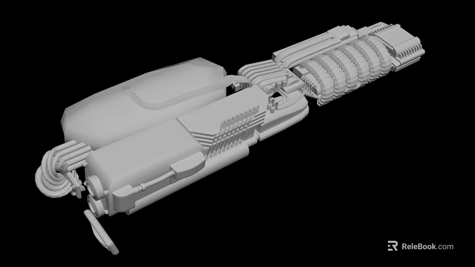 3D Rendering of Detailed Mechanical Device with Cylindrical and Rectangular Components 3d model 