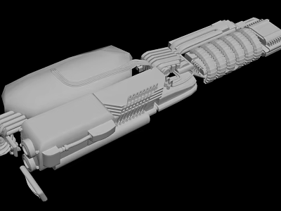 3D Rendering of Detailed Mechanical Device with Cylindrical and Rectangular Components 3d model
