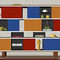 Bookcase Dopamine Decorative Cabinet Creative Combination Locker Bookshelf Memphis Bauhaus 3d model
