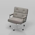 Gray Fabric Upholstered Office Chair With Armrests Rolling Casters And Metal Base