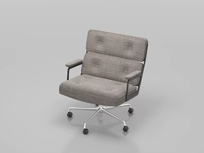 Gray Fabric Upholstered Office Chair With Armrests Rolling Casters And Metal Base 3d model