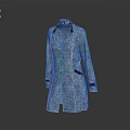 Fashionable Long Checkered Coat With Collar Black Trim And Button Details