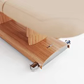 Beige Padded Massage Bed With Wooden Frame And Sturdy Wheels