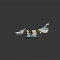Camouflage Painted Airplane Model With Turquoise Accents And Reflective Finish On Dark Background