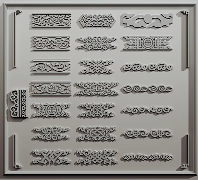 Decorative Carved Patterns Collection Featuring Various Traditional And Modern Artistic Designs For Decoration 3d model