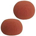 Two Round Orange Fabric Poufs Modern Stylish Seating For Living Room