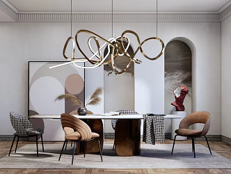 Modern Dining Table and Chair Combination 3d model