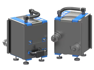 Industrial Equipment Black and Blue With Handles Bolts and Stable Base 3d model