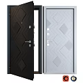 Modern Swing Doors Featuring Black And Light Gray Geometric Patterns Design