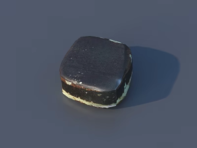 Tasty Square Dark Colored Food With Light Edges On Gray Surface 3d model