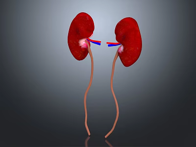 Realistic Human Kidneys Anatomy With Connected Blood Vessels Medical Illustration 3d model
