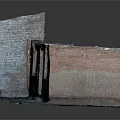Abandoned Building Fragment With Weathered Brick Wall Wooden Door And Windows