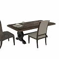 Modern Dining Table With Upholstered Chairs Set For Dining Room Design 3d model