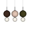 Modern Double Sphere Pendant Lights in Dark Brown Beige Dark Gray and White Hues Design