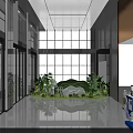 Wenzhou Themed Indoor Display With Green Mountain Shaped Plants And Modern Glass Building