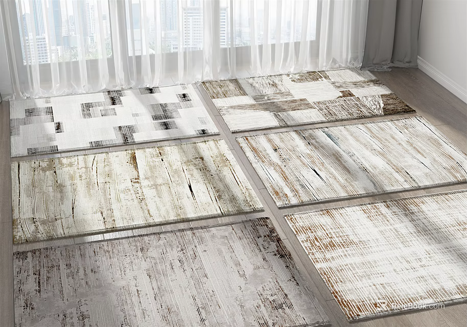 Square Rugs With Wood Pattern In Neutral Tones For Room Floor Decoration 3d model 