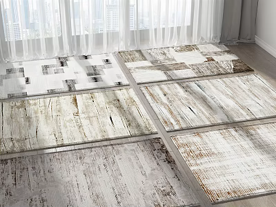 Square Rugs With Wood Pattern In Neutral Tones For Room Floor Decoration 3d model
