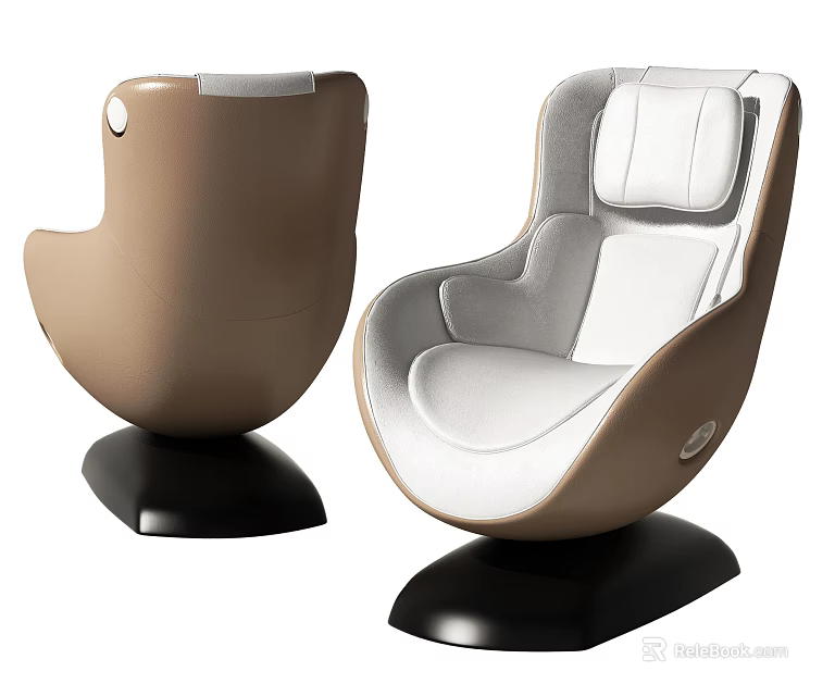 Modern Single Sofa Two Styles Curved Design Brown And White With Black Base 3d model 