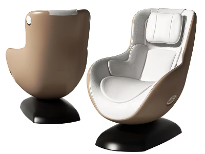 Modern Single Sofa Two Styles Curved Design Brown And White With Black Base 3d model