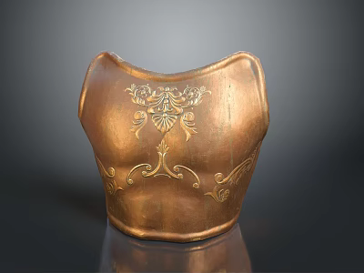 Copper Decorative Vase With Intricate Gold Floral Patterns For Home Decoration 3d model