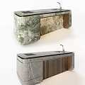 Modern Green Gray Marble Bar Counter Design With Sleek Surface Integrated Sink And Faucet