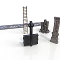 Architectural Construction Elements Featuring Ladder Beam Stone Blocks And Pillars 3d model