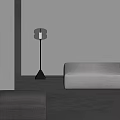 Modern Spiral Design Floor Lamp With Conical Transparent Shade Illuminated Near Light Wall