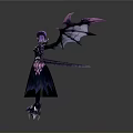 Fantasy Woman Character With Purple Black Wings And Armor Like Outfit