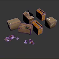 Open And Closed Cardboard Boxes With Scattered Paper And Small Items