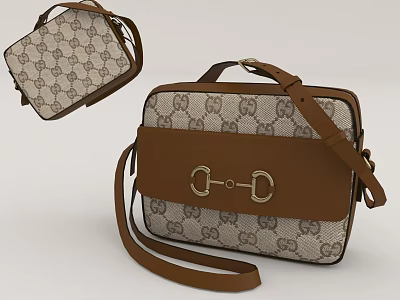Chic Designer Bags With Signature Pattern Brown Strap And Horsebit Detail 3d model