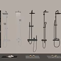 Various Modern Shower Heads Collection With Different Styles In Bathroom Wall 3d model