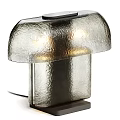 Modern Metallic Table Lamp With Hammered Texture Copper Silver Curved Shade Warm Light Black Base 3d model