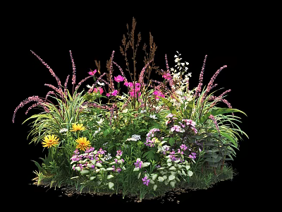 Colorful Shrub With Pink Yellow White Blooms And Lush Green Foliage 3d model