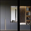 Contemporary Shoe Cabinet With Mirror Open Shelves And Modern Storage Design