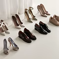 Various Women's Shoes in Different Styles and Colors Including High Heels Flats and Sneakers