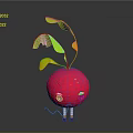 Cartoon Red Round Beetroot With Green Yellow Leaves And Anthropomorphic Features