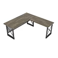 Industrial L Shaped Desk with Wooden Top Black Metal Frame and Perforated Mesh Panel