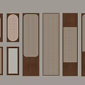Various Wooden Grilles With Different Patterns Arranged On Light Background Wall 3d model