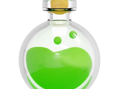Decorative Ornament Set With Transparent Glass Bottle Green Liquid And Yellow Cap 3d model