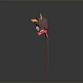 Stylized Anime Game Character With Fox Ear Hat Brown Hair And Red Scarf