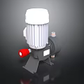 Industrial Motor Pump Equipment Featuring White Motor Housing Gray Pump Body And Red Control Valve