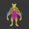 Demon Character 3D Model With Lava Texture Glowing Limbs And Kimono Belt