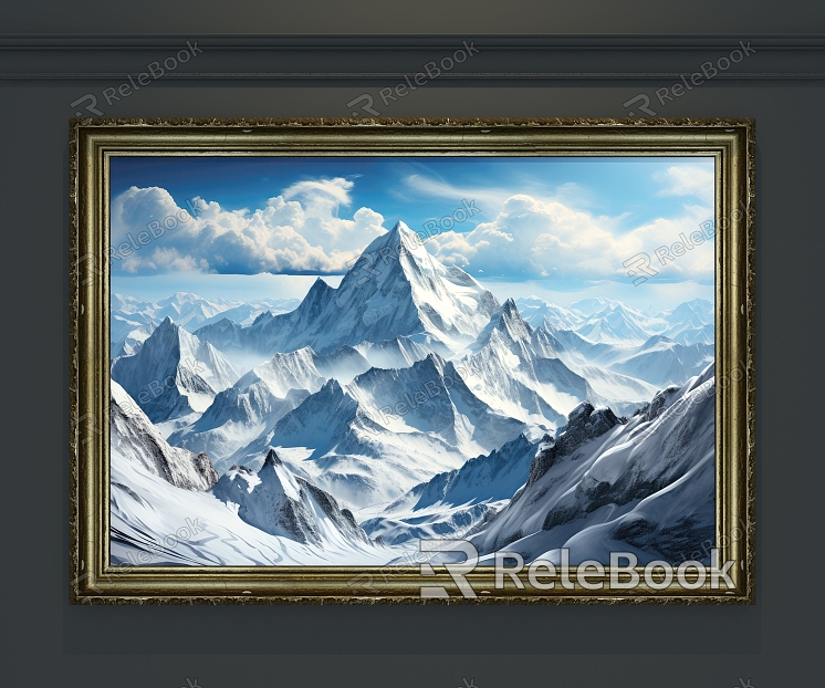 Landscape Oil Painting Snow Mountain Oil Painting model