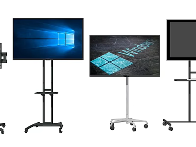 Sturdy Iron Art Mobile Display Stands With Rolling Wheels For Floor Monitors 3d model