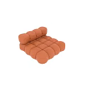 Modern Brown Leather Sectional Sofa With Padded Round Modular Tufted Design 3d model