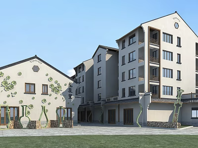 Ancient Architecture Featuring Traditional Roof And Decorative Wall Patterns In Courtyard 3d model