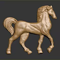 Shiny Golden Horse Sculpture With Metallic Finish And Decorative Design For Art Decor