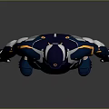 Futuristic Armored Character Suit In Blue Silver With Yellow Accents And Standing Pose